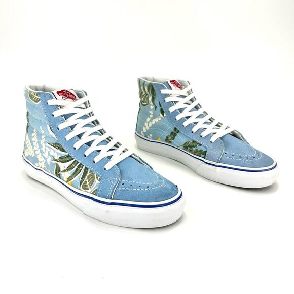 Men Sz 5.5 Vans Sk8hi Slim Lace High Sneaker Skateboard Van Doren Blue/Tropical - Picture 4 of 16